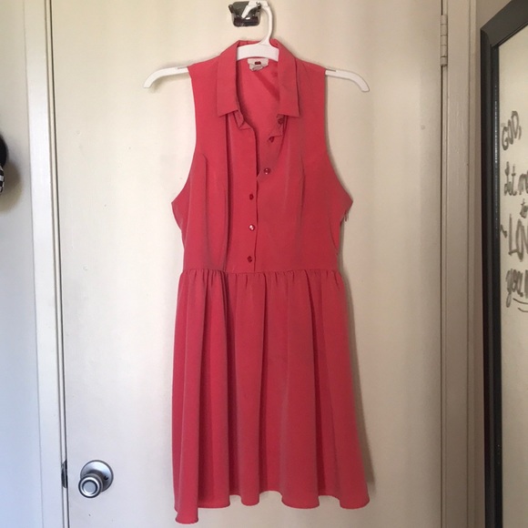 Coral collared Skater Dress - Picture 1 of 2